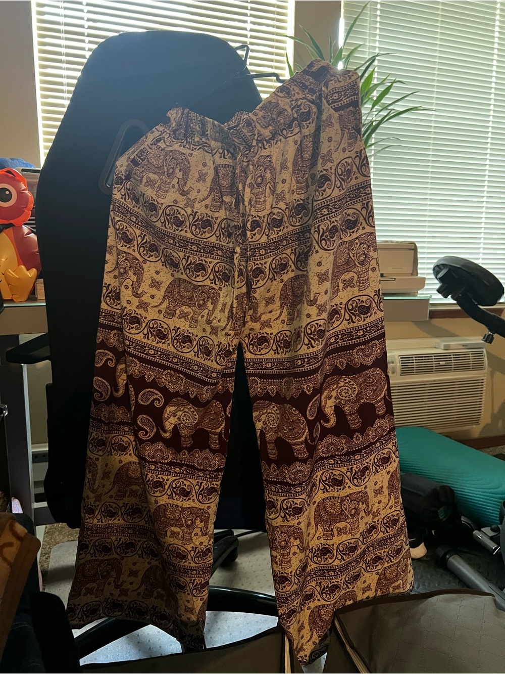 Thailand Elephant Print Wide-Leg Pants